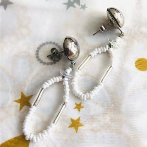 White drop earrings, boutique jewelry, new